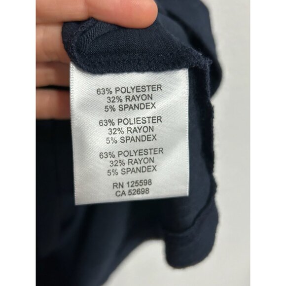 Ellen Tracy Navy Drape Neck Sleeveless Blouse Size M - Picture 6 of 10